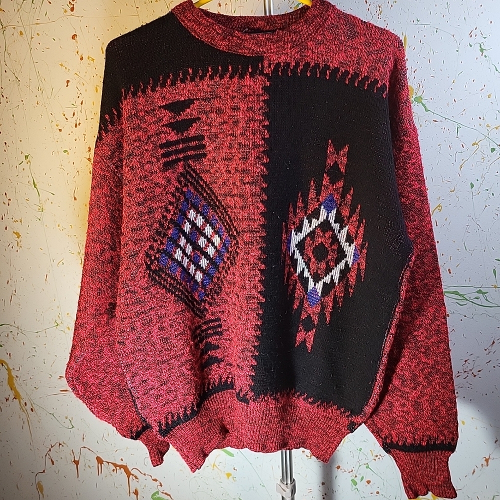 Vintage Sears Aztec Knit Sweater Men Size XL